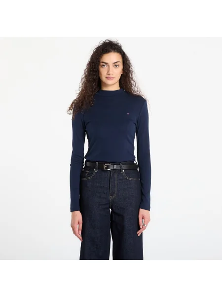 Bluză Tommy Hilfiger cu guler înalt marină