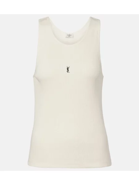 Top Saint Laurent tricotate alb
