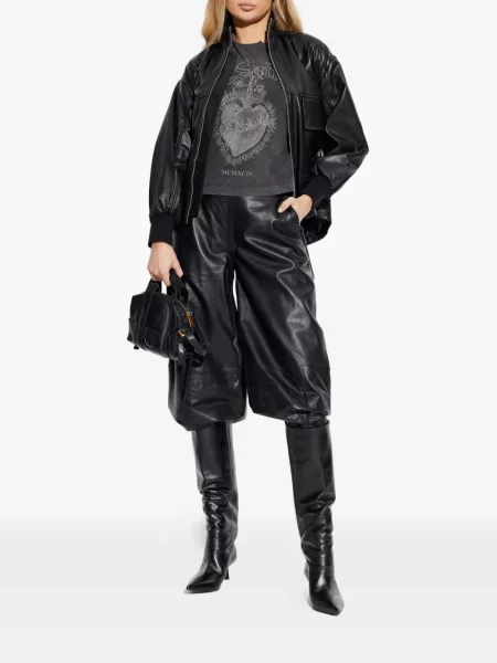 Pantaloni Allsaints din piele negru