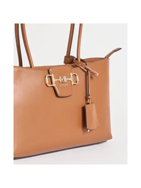 Guess torebka tote z imitacji skóry JANIE brązowa