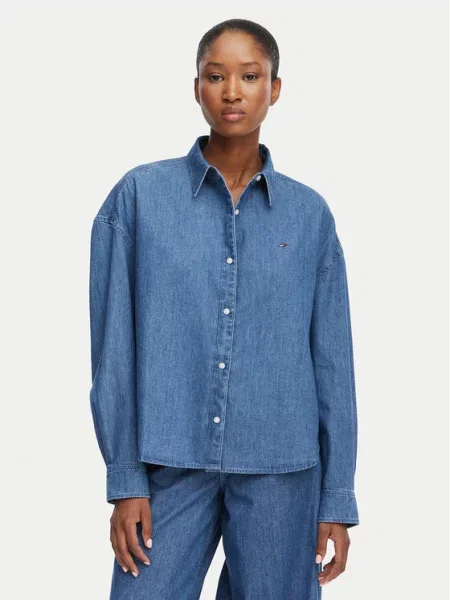 Tommy Hilfiger cămașă de blugi Boxy Fit albastru