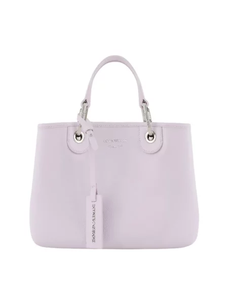 Lniana shopperka Emporio Armani fioletowa