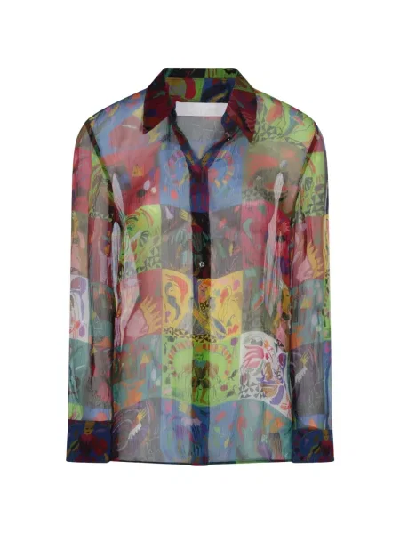 Cămașă Chloé de mătase albastru