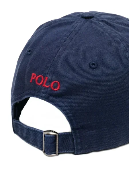 Lniana czapka z daszkiem Polo Ralph Lauren z okrągłym dekoltem niebieska