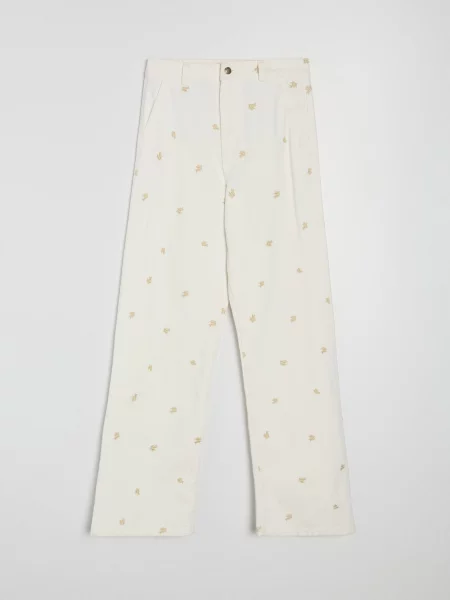 Джинси wide leg з вишивкою білий