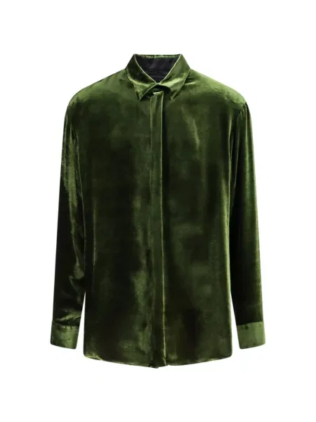 Cămașă Giorgio Armani de catifea verde