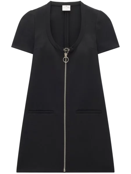 Rochie Courreges cu cataramă din țesătură twill de costum negru