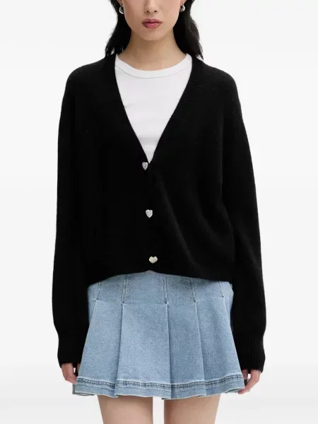 Cardigan From Future cu motiv cu inimi negru