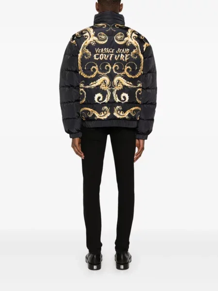 Raštuotas džinsinė striukė Versace Jeans Couture juoda