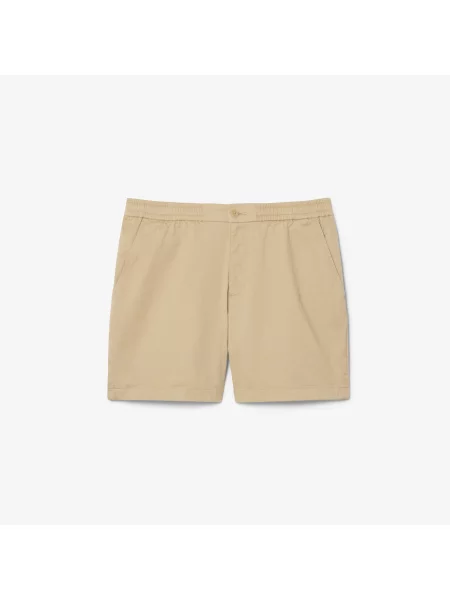 Lacoste Szorty Z Bawełny Stretch Regular Fit beżowy