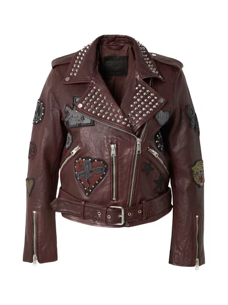 AllSaints Geacă de primăvară-toamnă gri închis / kaki / roșu cireș negru