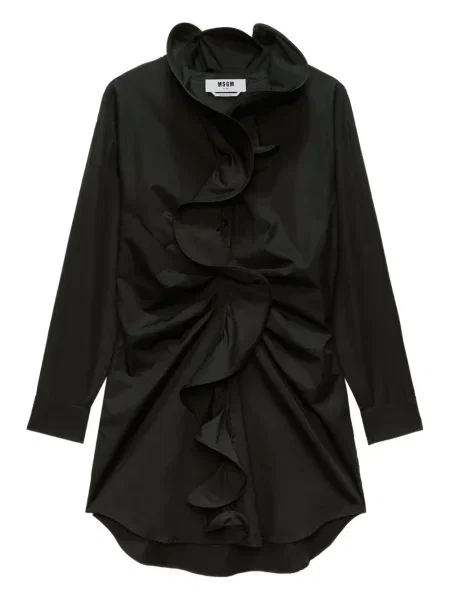 Rochie tip cămașă Msgm cu volane de costum negru
