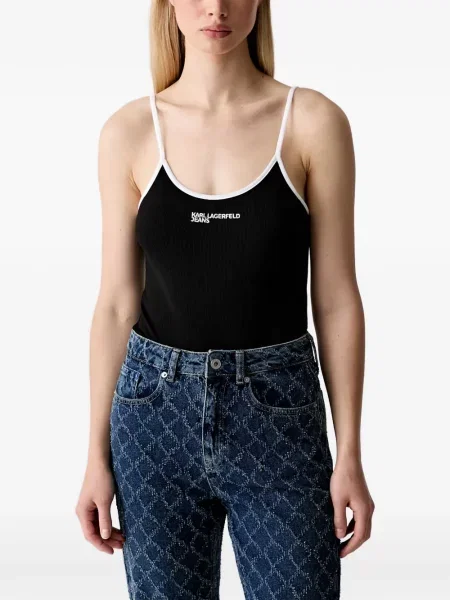 Body Karl Lagerfeld Jeans tricotate cu imagine negru