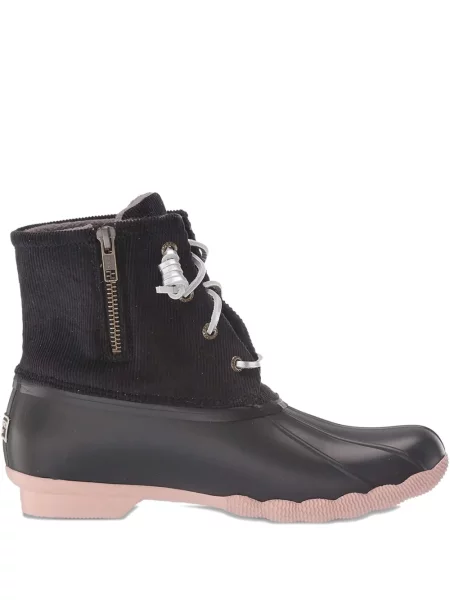 Botine Sperry Top-sider cu șireturi de catifea cord negru