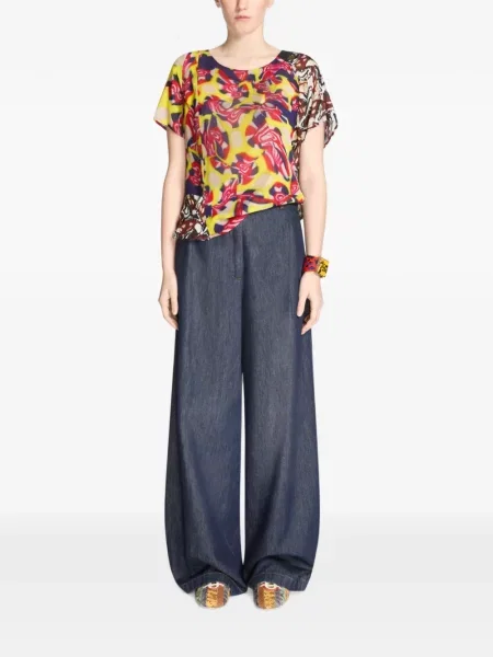 Top Dries Van Noten cu imagine cu imprimeu abstract drapat galben