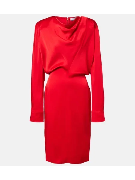 Satynowa sukienka midi Stella Mccartney do kolan garniturowa czerwona