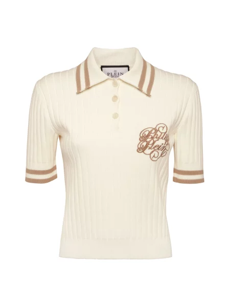 Dzianinowe polo Philipp Plein białe