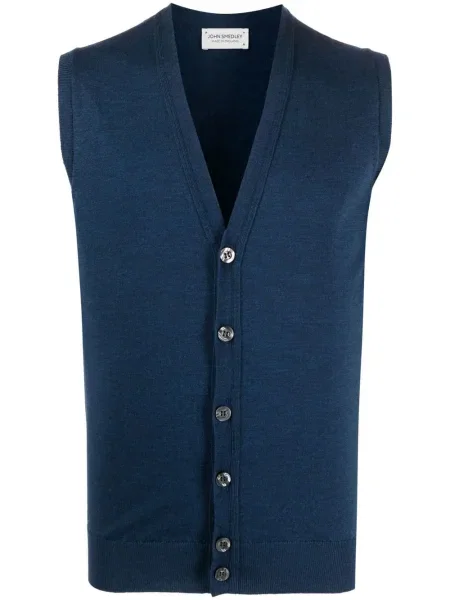 Kamizelka John Smedley z dekoltem w serek niebieska