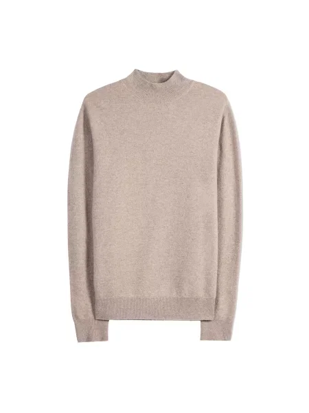 GOBI Cashmere Pulover Men's Timeless Mock Neck Cashmere Sweater taupe gri