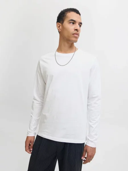 Лонгслів JACK & JONES ORGANIC BASIC TEE LS O-NECK білий