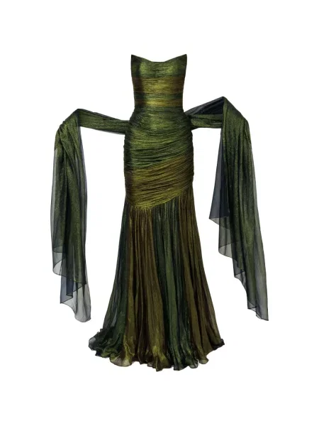 Maksi sukienka maxi Iris Serban bez ramiączek garniturowa zielona