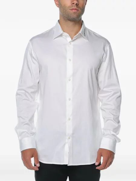 Gulerat cămașă Emporio Armani cu broderie alb