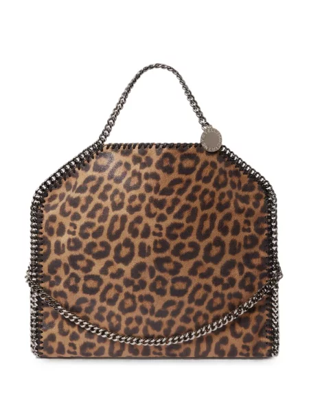 Geantă shopper Stella Mccartney cu model leopard maro
