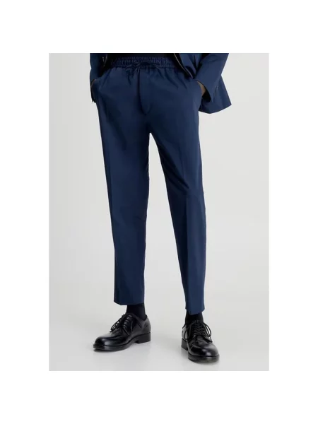 Satynowe joggery Calvin Klein niebieskie