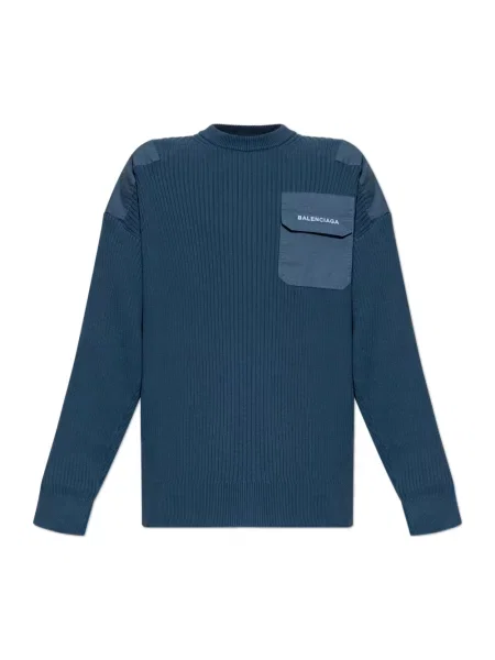 Sweter Balenciaga z logo niebieski
