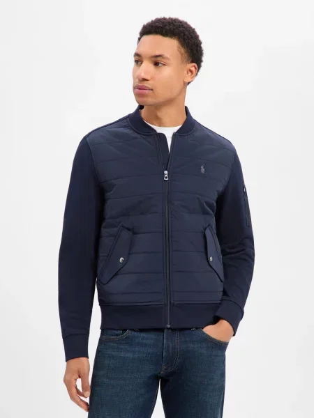 Pikowana kurtka z prążkowanymi wykończeniami Polo Ralph Lauren niebieska