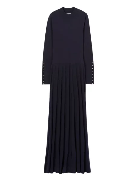 Dzianinowa sukienka Claudie Pierlot plisowana garniturowa niebieska