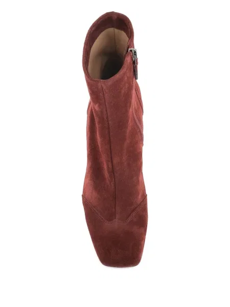Botine Del Carlo din piele de căprioară roșu