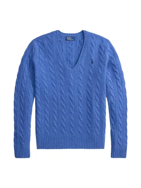Sweter Polo Ralph Lauren z dekoltem w serek niebieski