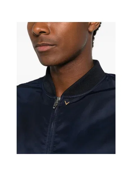 Lniany kurtka bomber Valentino niebieski