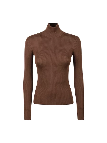 Lniany sweter Max Mara brązowy