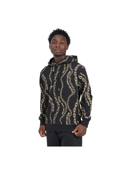 Versace Jeans Couture bluza z kapturem wzorzysta czarny