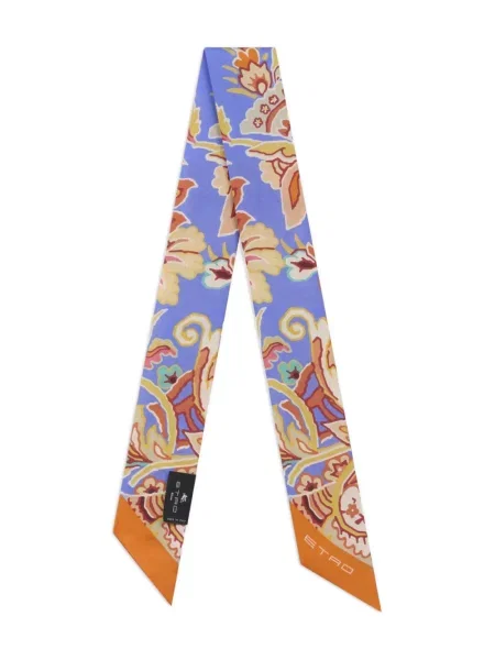 Svileni šal Etro s printom s paisley uzorkom narančasta