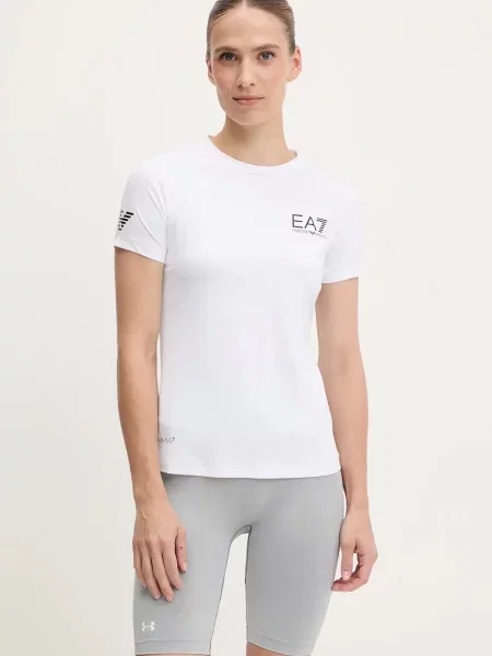 Тениска за трениране Emporio Armani дамска бяло