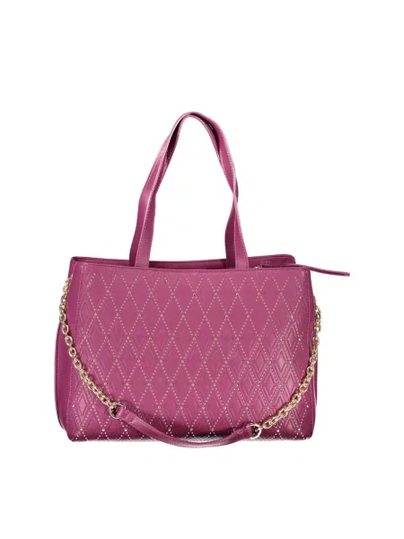 Lniana shopperka Valentino By Mario Valentino fioletowa