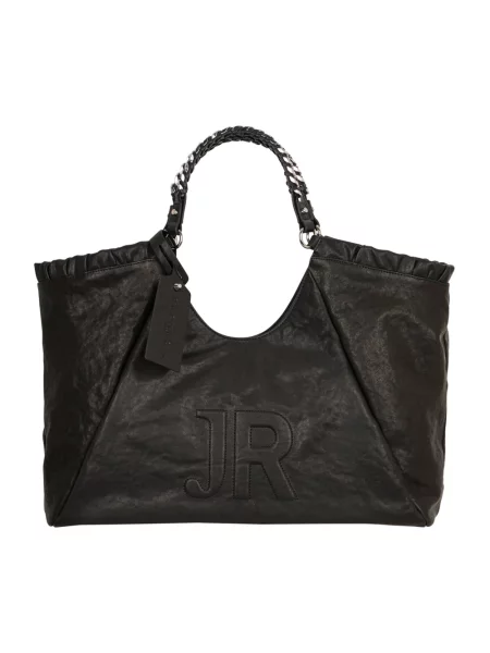 Shopperka John Richmond skórzana z logo czarna