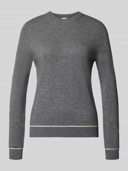 Sweter z dzianiny o kroju regular fit z czystej wełny lana z prążkowanymi ściągaczami Stefanel