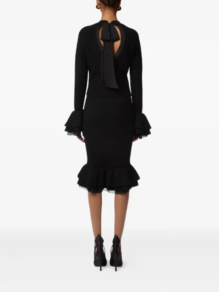 Fustă Nina Ricci tricotate cu volane negru