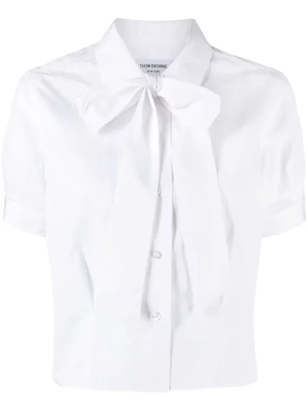 Cămașă Thom Browne cu funde din poplin alb