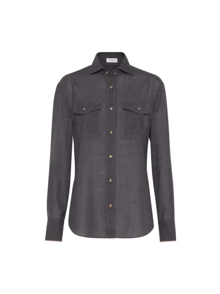 Koszula Brunello Cucinelli wełniana szara