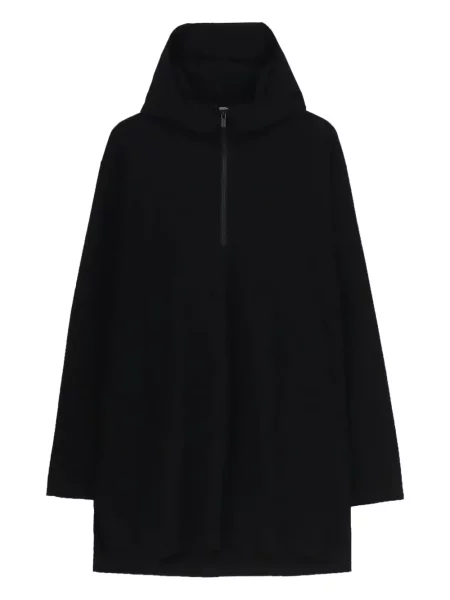 Hanorac cu glugă Yohji Yamamoto de jumătate de fermoar negru