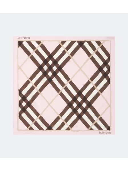 Fular Burberry de mătase în carouri roz