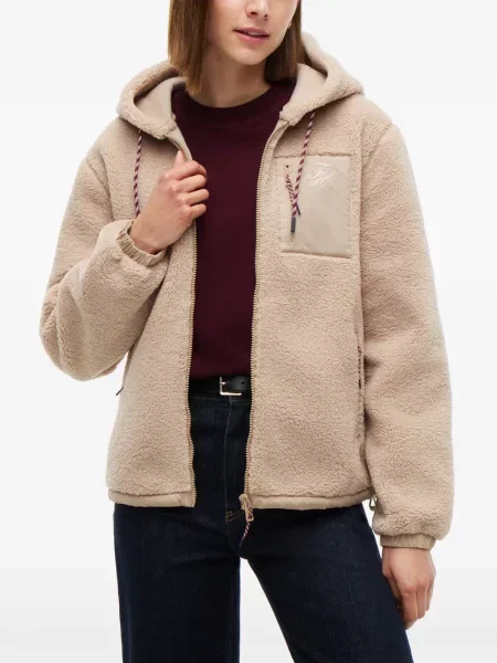 Geacă Tommy Hilfiger din fleece cu glugă