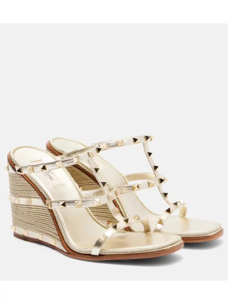 Espadrile Valentino Garavani din piele auriu