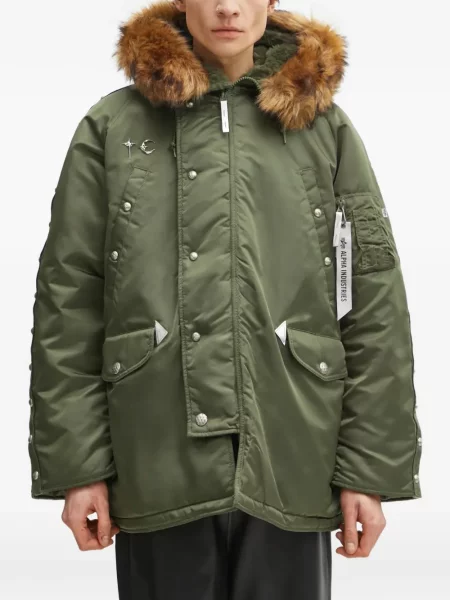 Geacă Alpha Industries cu glugă verde
