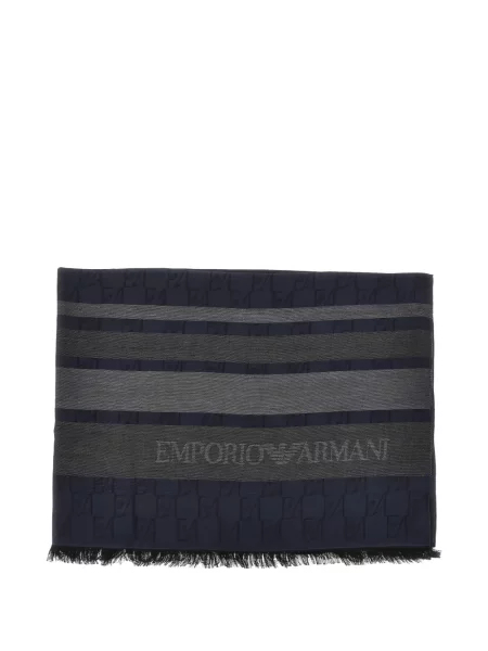 Fular Emporio Armani din jacard cu autograf albastru